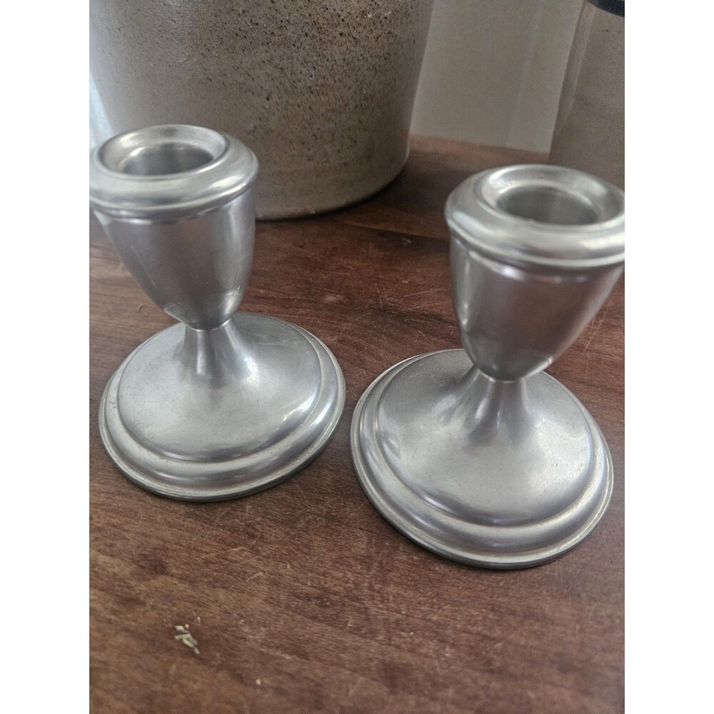 VTG EMPIRE Pewter Candlestick Pair